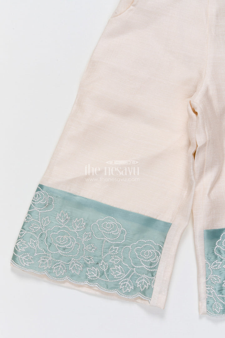 The Nesavu Girls Co-Ord Sets Girls Satin Co-Ord Set with Embroidery for Festive Parties Nesavu Nesavu girls satin co-ord set embroidery festive wear birthdays ethnic celebrations