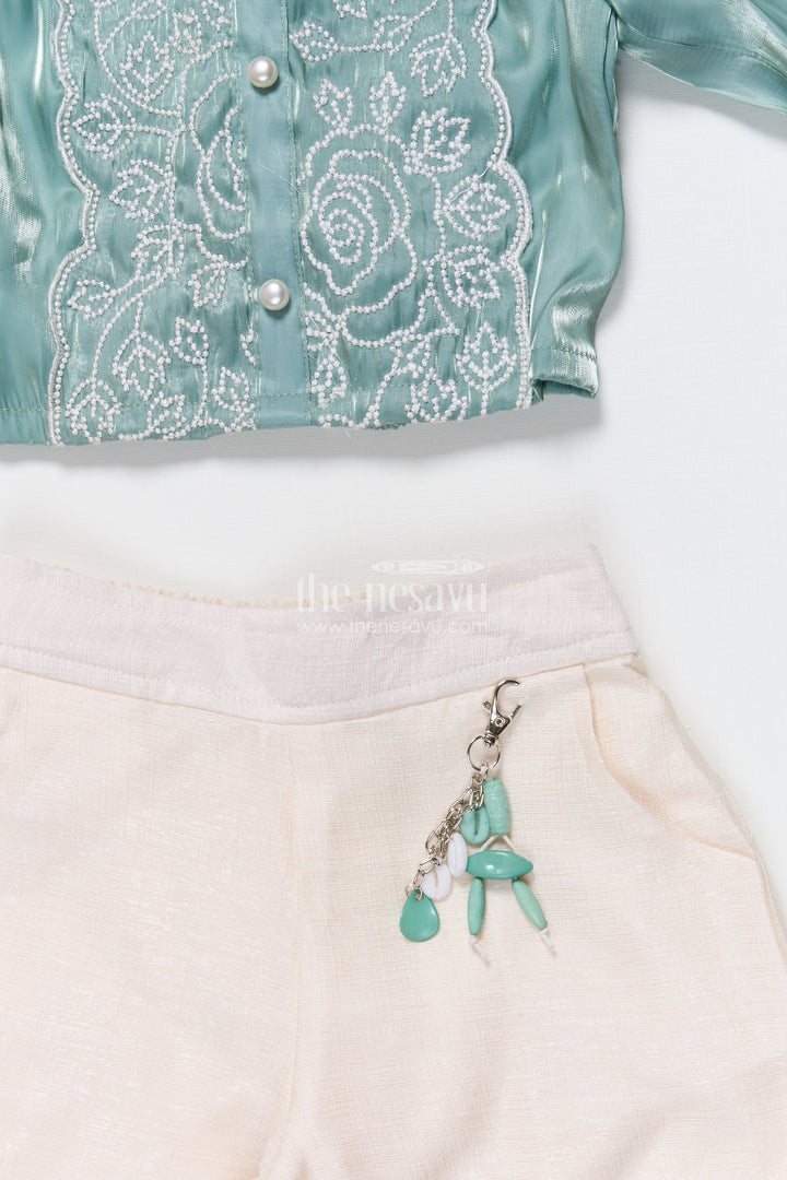 The Nesavu Girls Co-Ord Sets Girls Satin Co-Ord Set with Embroidery for Festive Parties Nesavu Nesavu girls satin co-ord set embroidery festive wear birthdays ethnic celebrations