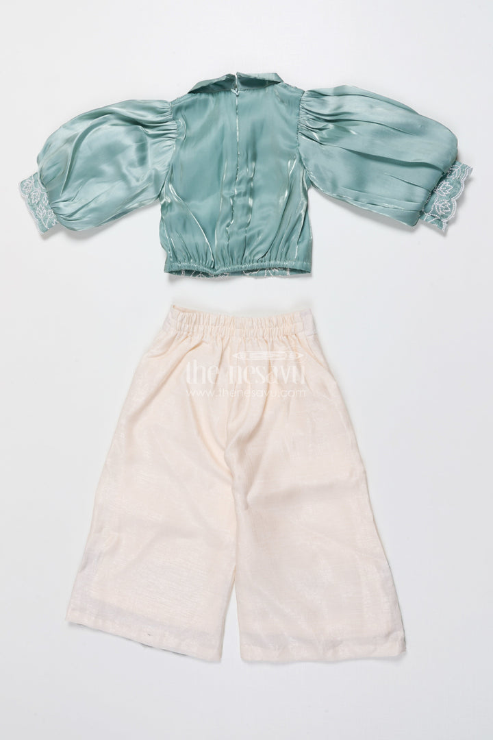 The Nesavu Girls Co-Ord Sets Girls Satin Co-Ord Set with Embroidery for Festive Parties Nesavu Nesavu girls satin co-ord set embroidery festive wear birthdays ethnic celebrations