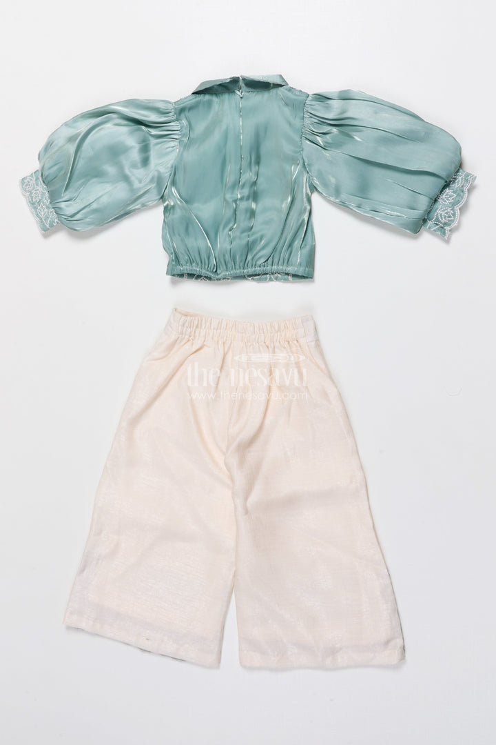 The Nesavu Girls Co-Ord Sets Girls Satin Co-Ord Set with Embroidery for Festive Parties Nesavu Nesavu girls satin co-ord set embroidery festive wear birthdays ethnic celebrations