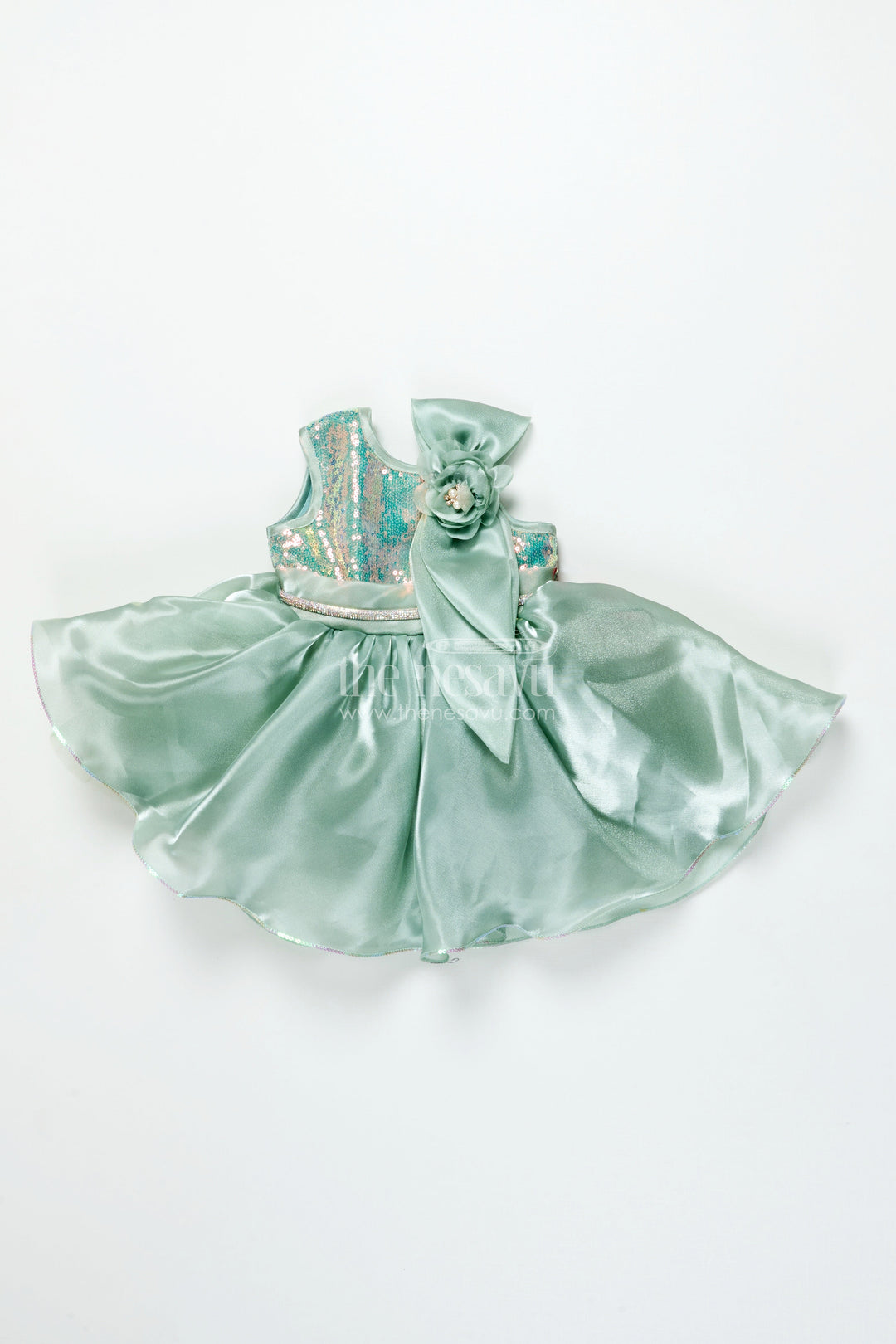The Nesavu Girls Fancy Party Frock Girls Sequin Embroidered Organza Frock for Weddings and Parties Nesavu 16 (1Y) / Green PF285B-16 Nesavu girls party frock organza sequin embroidery weddings special occasions