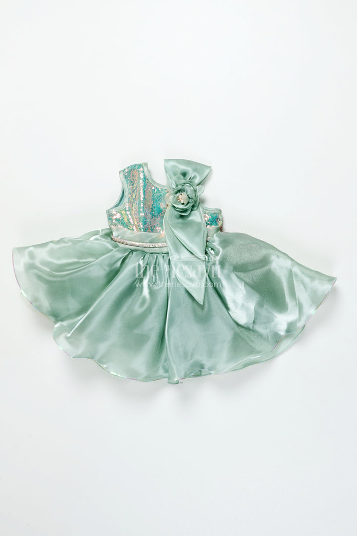 The Nesavu Girls Fancy Party Frock Girls Sequin Embroidered Organza Frock for Weddings and Parties Nesavu 16 (1Y) / Green PF285B-16 Nesavu girls party frock organza sequin embroidery weddings special occasions