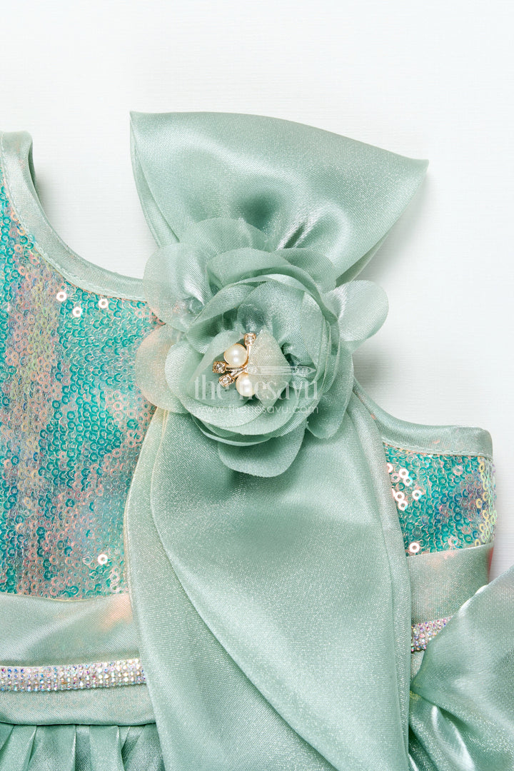 The Nesavu Girls Fancy Party Frock Girls Sequin Embroidered Organza Frock for Weddings and Parties Nesavu Nesavu girls party frock organza sequin embroidery weddings special occasions