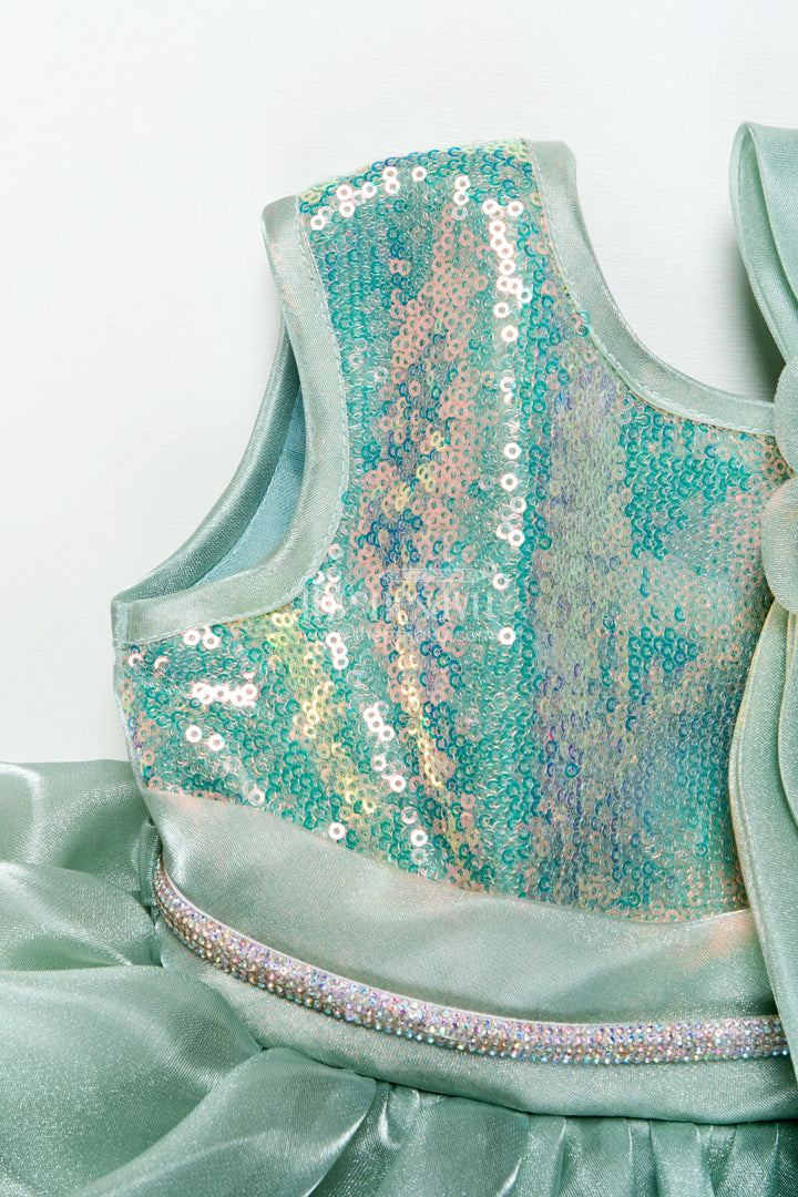 The Nesavu Girls Fancy Party Frock Girls Sequin Embroidered Organza Frock for Weddings and Parties Nesavu Nesavu girls party frock organza sequin embroidery weddings special occasions