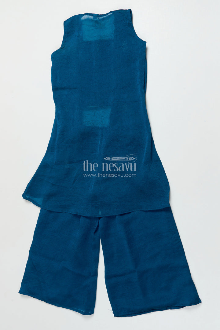 The Nesavu Girls Sharara / Plazo Set Girls Sharara and Shrug Set with Embroidery for Festive Family Functions Nesavu Nesavu girls sharara set embroidered shrug designer yoke festive occasions