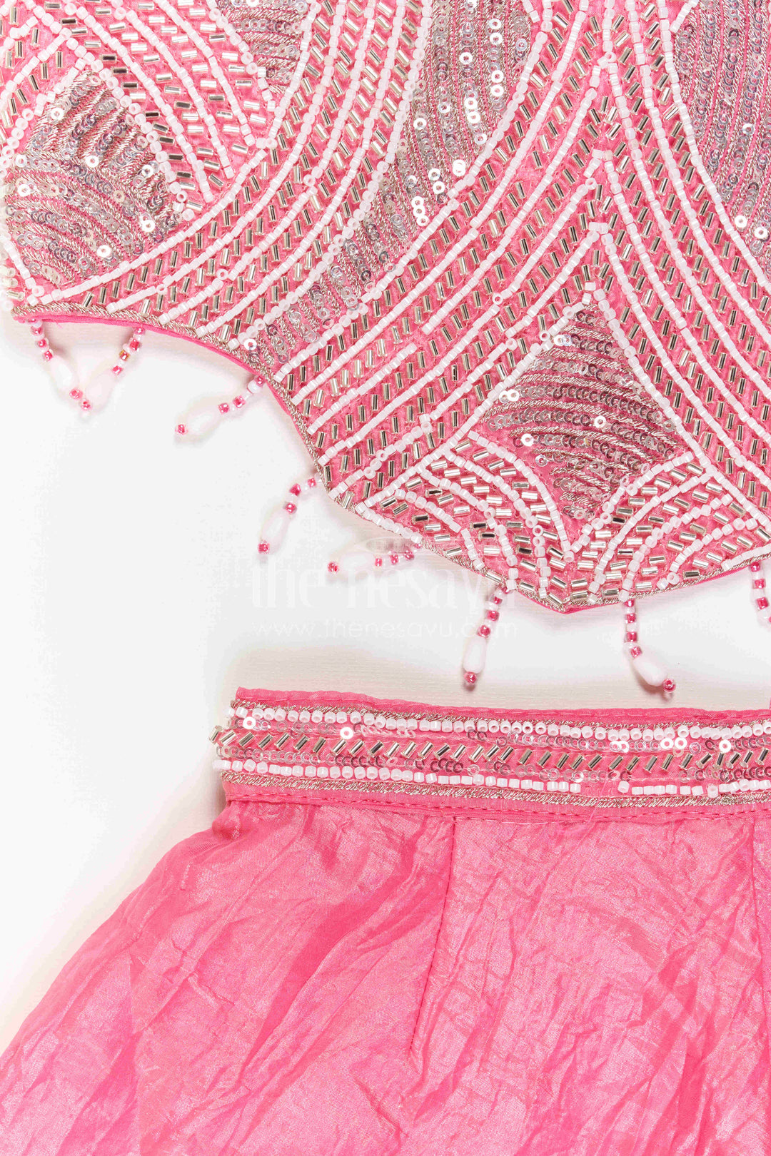 The Nesavu Girls Sharara / Plazo Set Girls Sharara Dress Set for Weddings and Events Nesavu Nesavu Girls Sharara Set For Weddings With Glaze Organza And Designer Embroidery Yoke Festive Outfit
