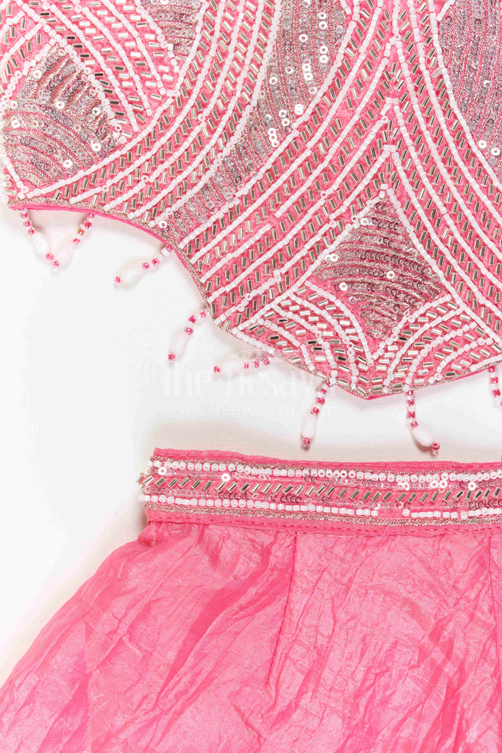 The Nesavu Girls Sharara / Plazo Set Girls Sharara Dress Set for Weddings and Events Nesavu Nesavu Girls Sharara Set For Weddings With Glaze Organza And Designer Embroidery Yoke Festive Outfit