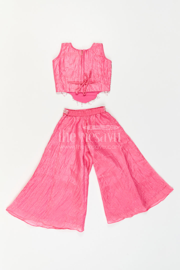The Nesavu Girls Sharara / Plazo Set Girls Sharara Dress Set for Weddings and Events Nesavu Nesavu Girls Sharara Set For Weddings With Glaze Organza And Designer Embroidery Yoke Festive Outfit