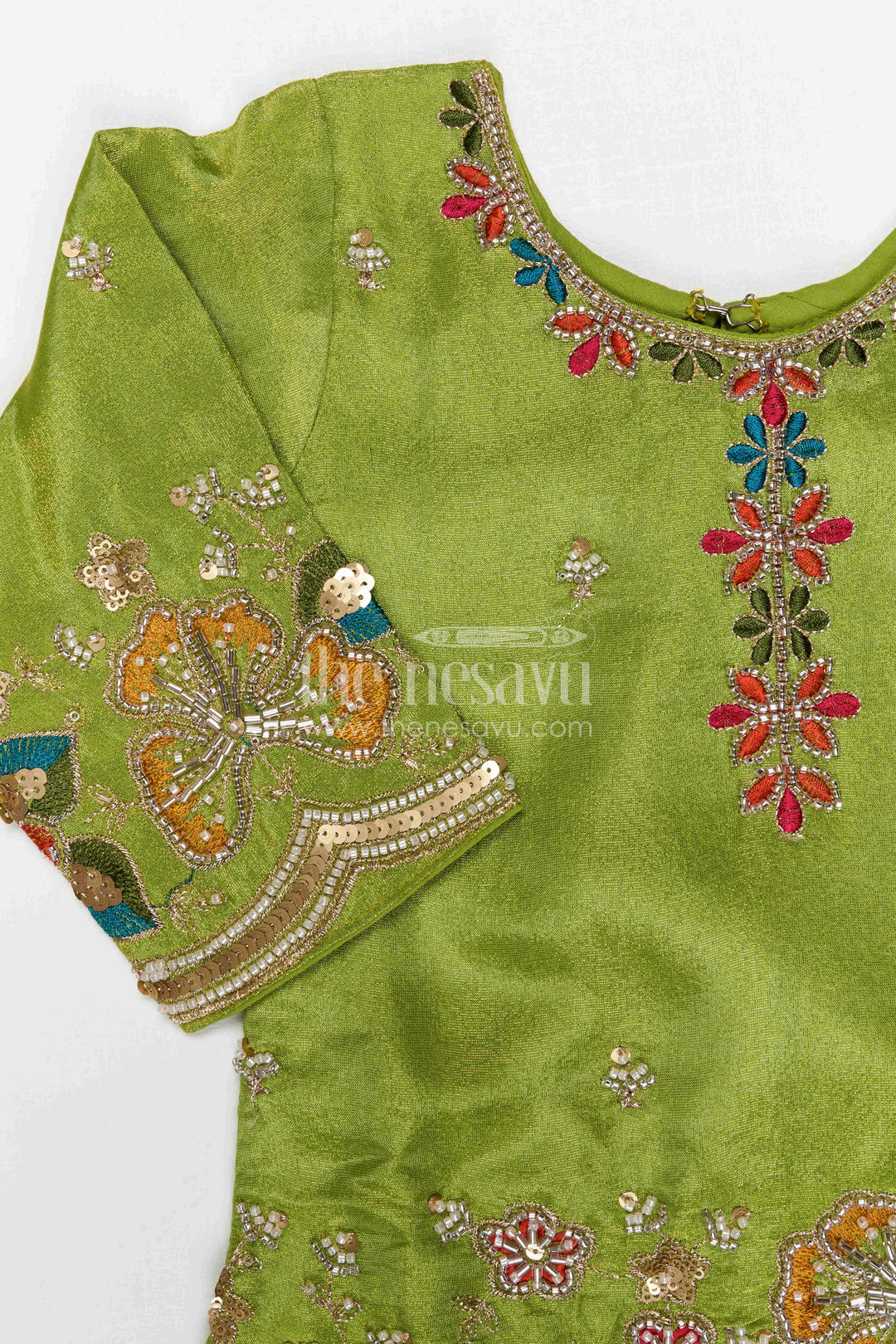 The Nesavu Girls Sharara / Plazo Set Girls Sharara Outfit for Weddings and Festive Family Functions Nesavu Nesavu girls festive sharara set for weddings celebrations viscose silk outfit with designer yoke