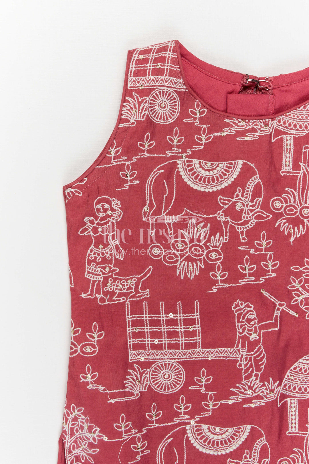 The Nesavu Girls Sharara / Plazo Set Girls Sharara Outfit for Weddings and Festive Occasions Nesavu Nesavu Girls Sharara Outfit For Weddings And Festive Occasions With Silk Crepe And Embroidered Design