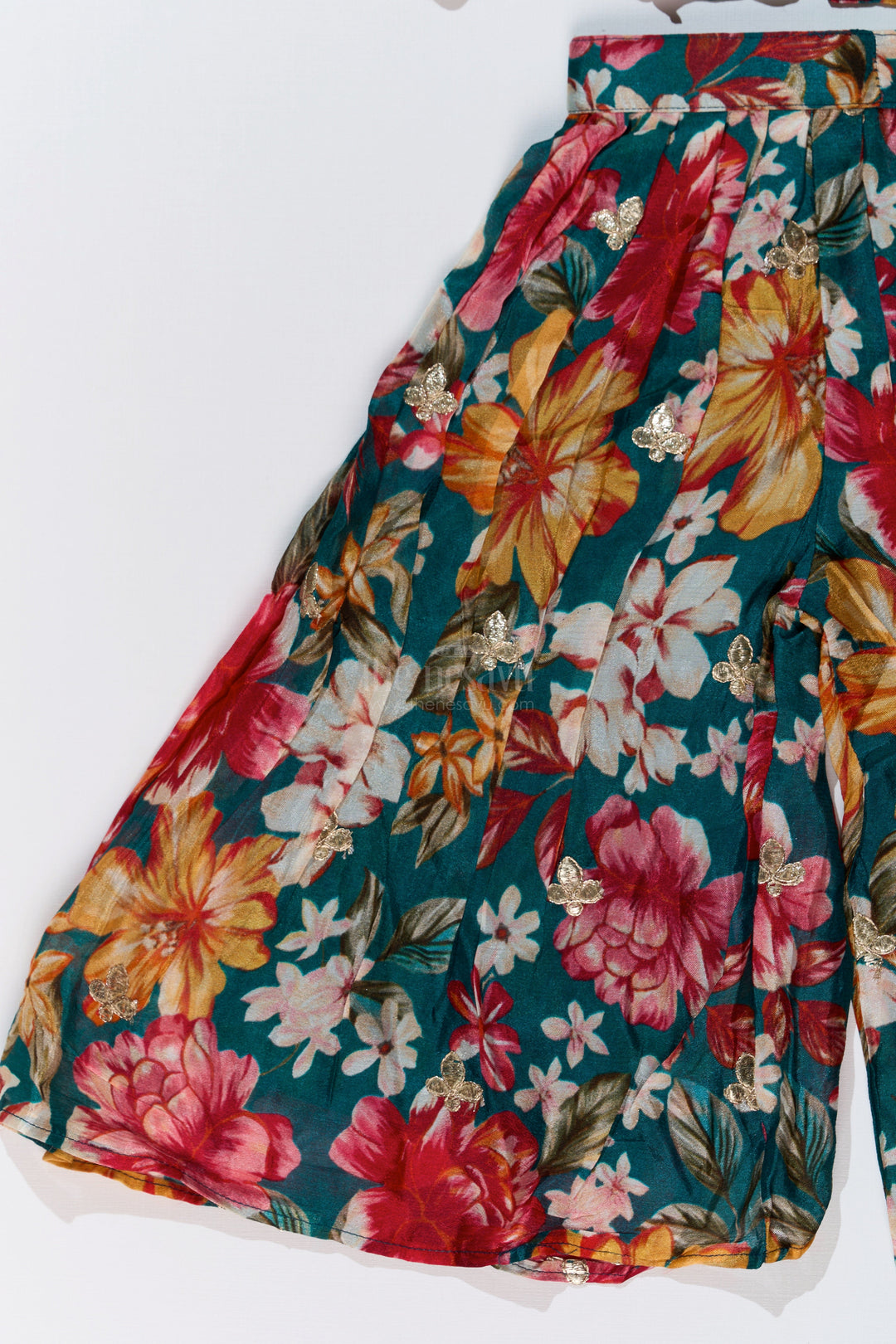 The Nesavu Girls Sharara / Plazo Set Girls Sharara Plazo Set in Floral Georgette with Foil Embroidery and Dupatta Nesavu Girls Sharara Plazo Set Floral Georgette Print Foil Embroidery | The Nesavu