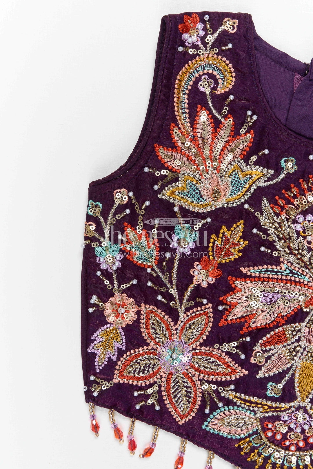 The Nesavu Girls Sharara / Plazo Set Girls Sharara Set for Diwali and Pongal Events Nesavu Nesavu girls organza sharara set with designer embroidery for weddings and festive occasions