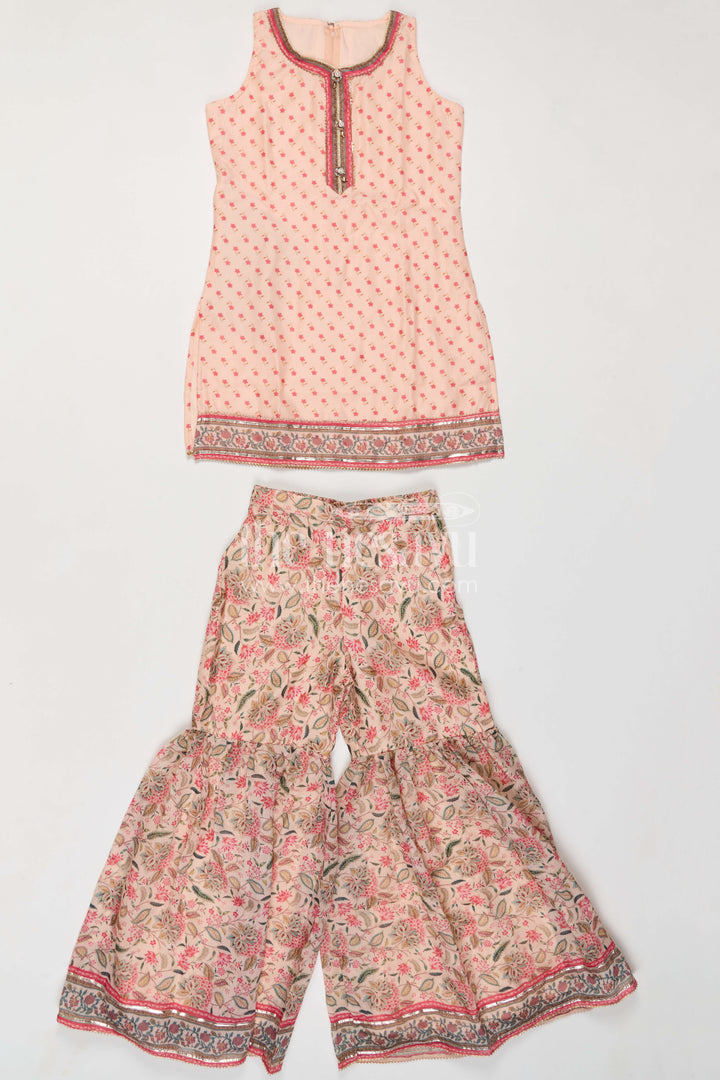 The Nesavu Girls Sharara / Plazo Set Girls Sharara Set for Family Gatherings and Festive Outings Nesavu Nesavu Girls Sharara Set For Festive Outings With Georgette Digital Print And Comfortable Flared Design