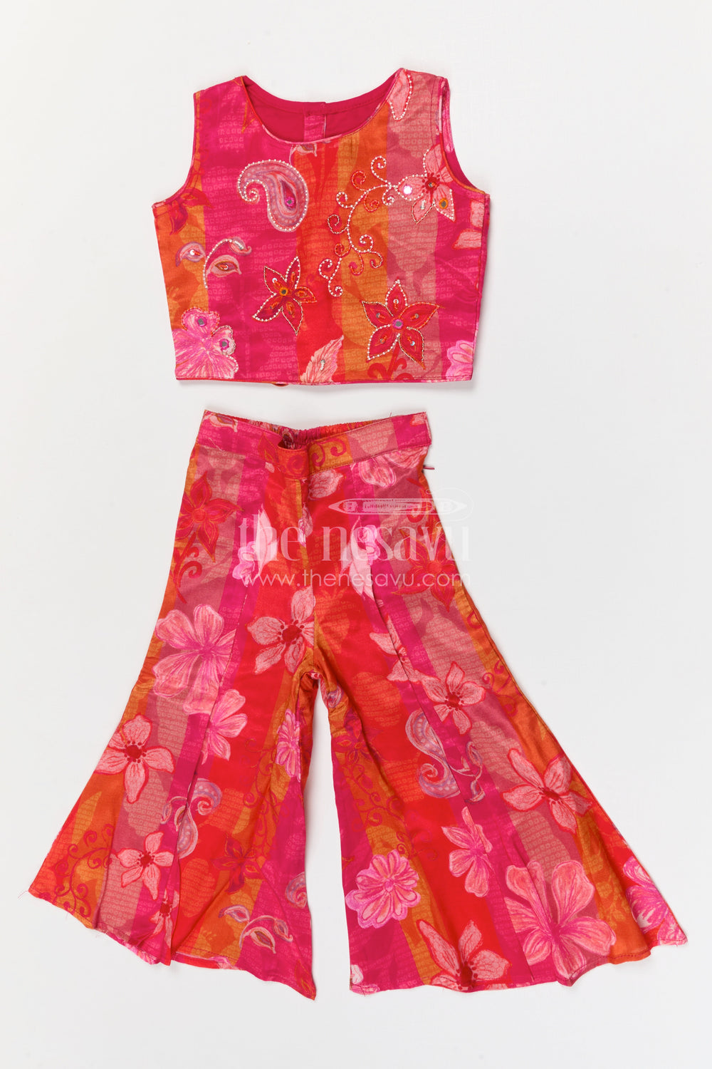 The Nesavu Girls Sharara / Plazo Set Girls Sharara Set for Festival Occasions Nesavu 18 (2Y) / Pink / Georgette GPS992A-18 Nesavu girls georgette sharara set for weddings and festive occasions with digital print design