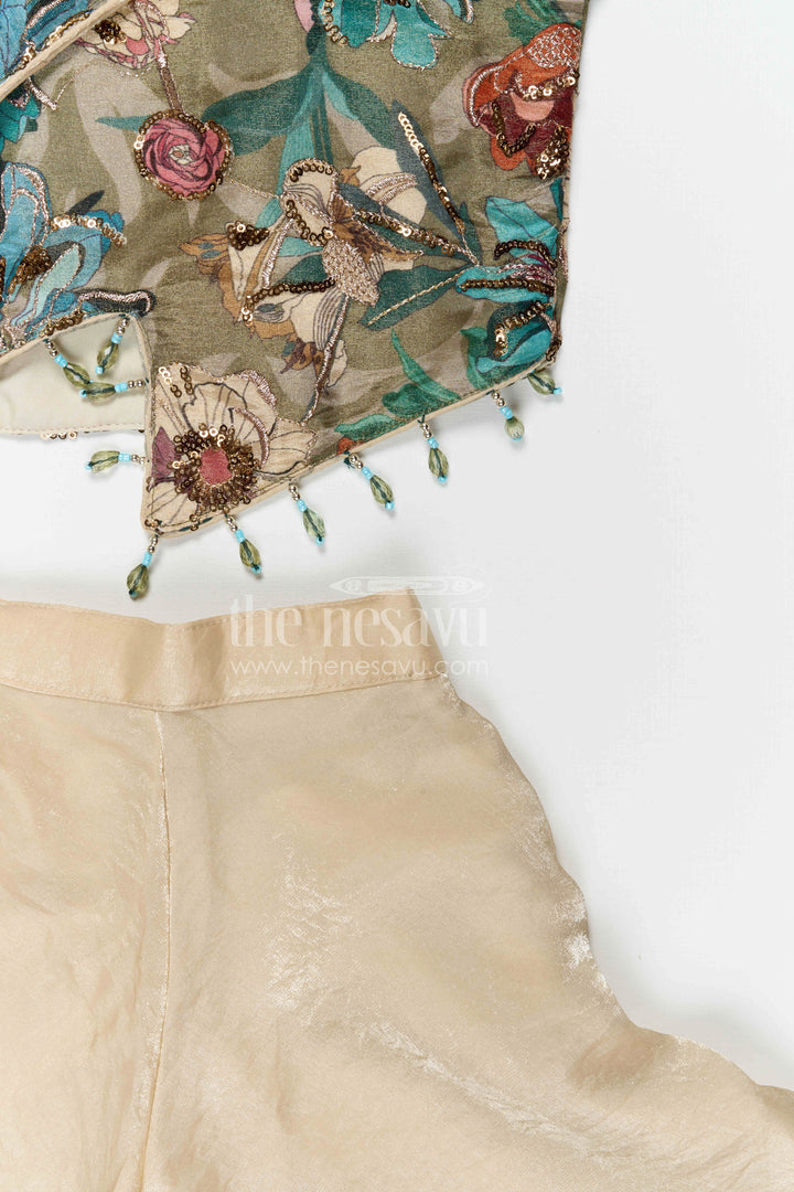 The Nesavu Girls Sharara / Plazo Set Girls Sharara Set for Festive Celebrations and Party Celebrations Nesavu Nesavu girls sharara set for festive celebrations and weddings with embroidered designer yoke