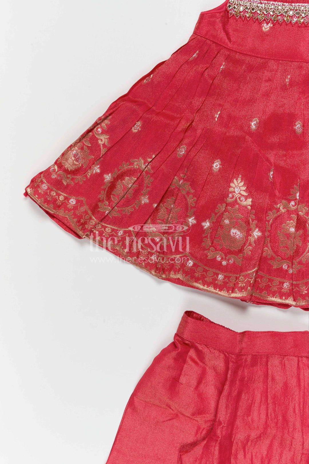The Nesavu Girls Sharara / Plazo Set Girls Sharara Set for Festive Celebrations and Traditional Family Functions Nesavu Nesavu girls viscose silk sharara set with designer embroidery for festive and wedding celebrations
