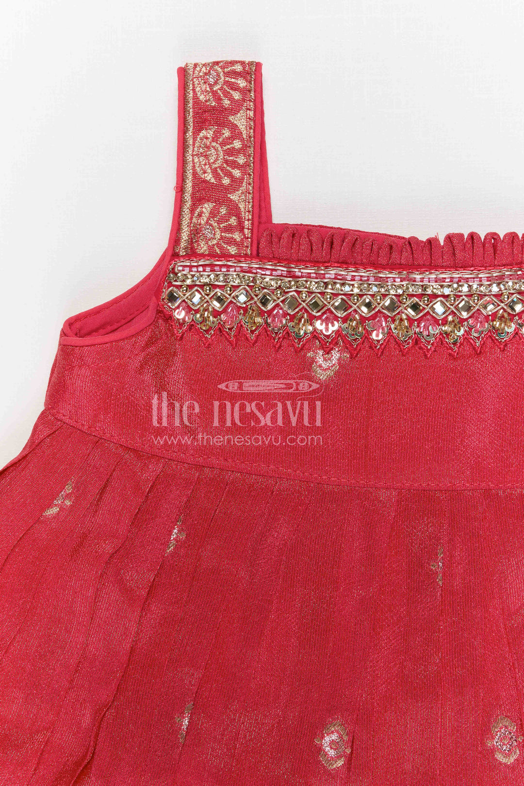 The Nesavu Girls Sharara / Plazo Set Girls Sharara Set for Festive Celebrations and Traditional Family Functions Nesavu Nesavu girls viscose silk sharara set with designer embroidery for festive and wedding celebrations