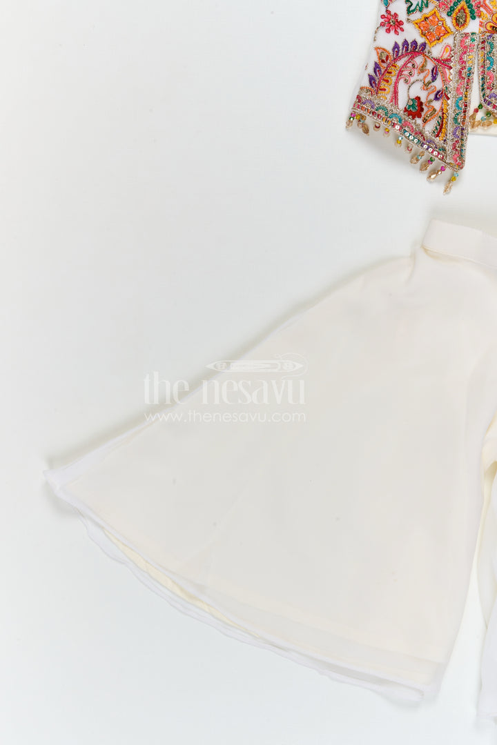 The Nesavu Girls Sharara / Plazo Set Girls Sharara Set for Festive Celebrations and Traditional Wear Nesavu Nesavu girls georgette sharara set with designer embroidery yoke for festive celebrations and ethnic wear