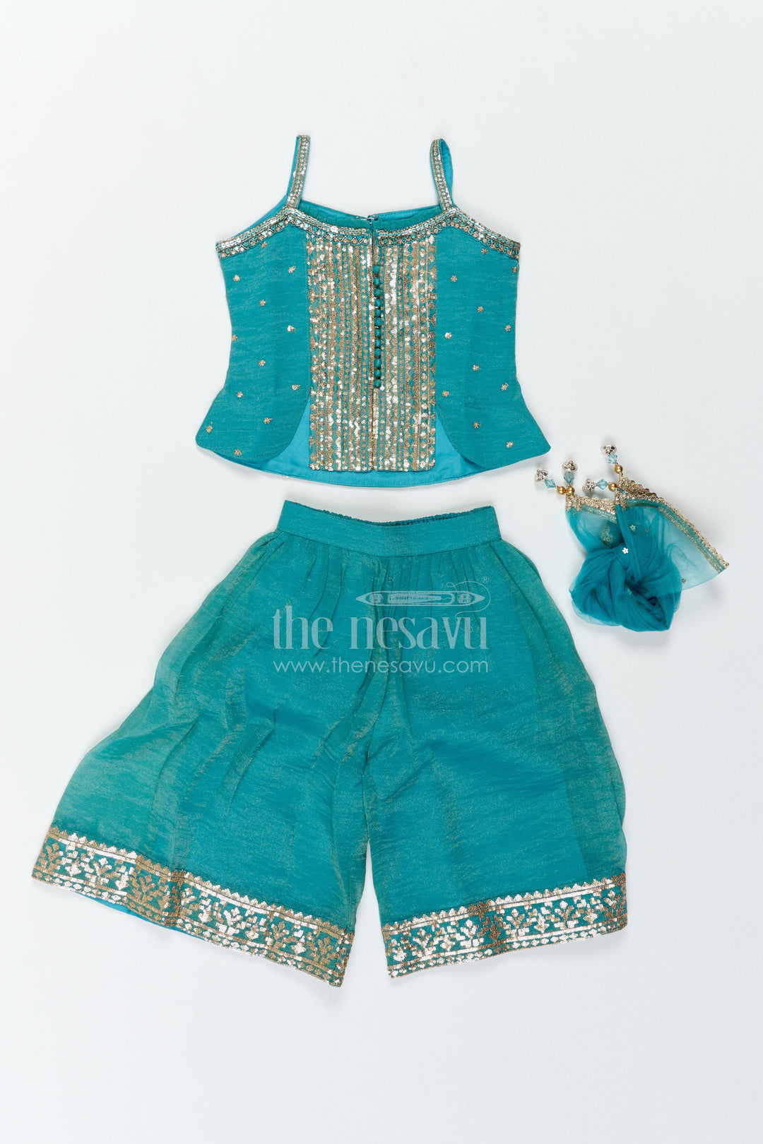 The Nesavu Girls Sharara / Plazo Set Girls Sharara Set for Festive Ceremonies and Wedding Celebrations Nesavu Nesavu Girls Viscose Silk Sharara Set For Festive Ceremonies Wedding Celebrations And Cultural Functions