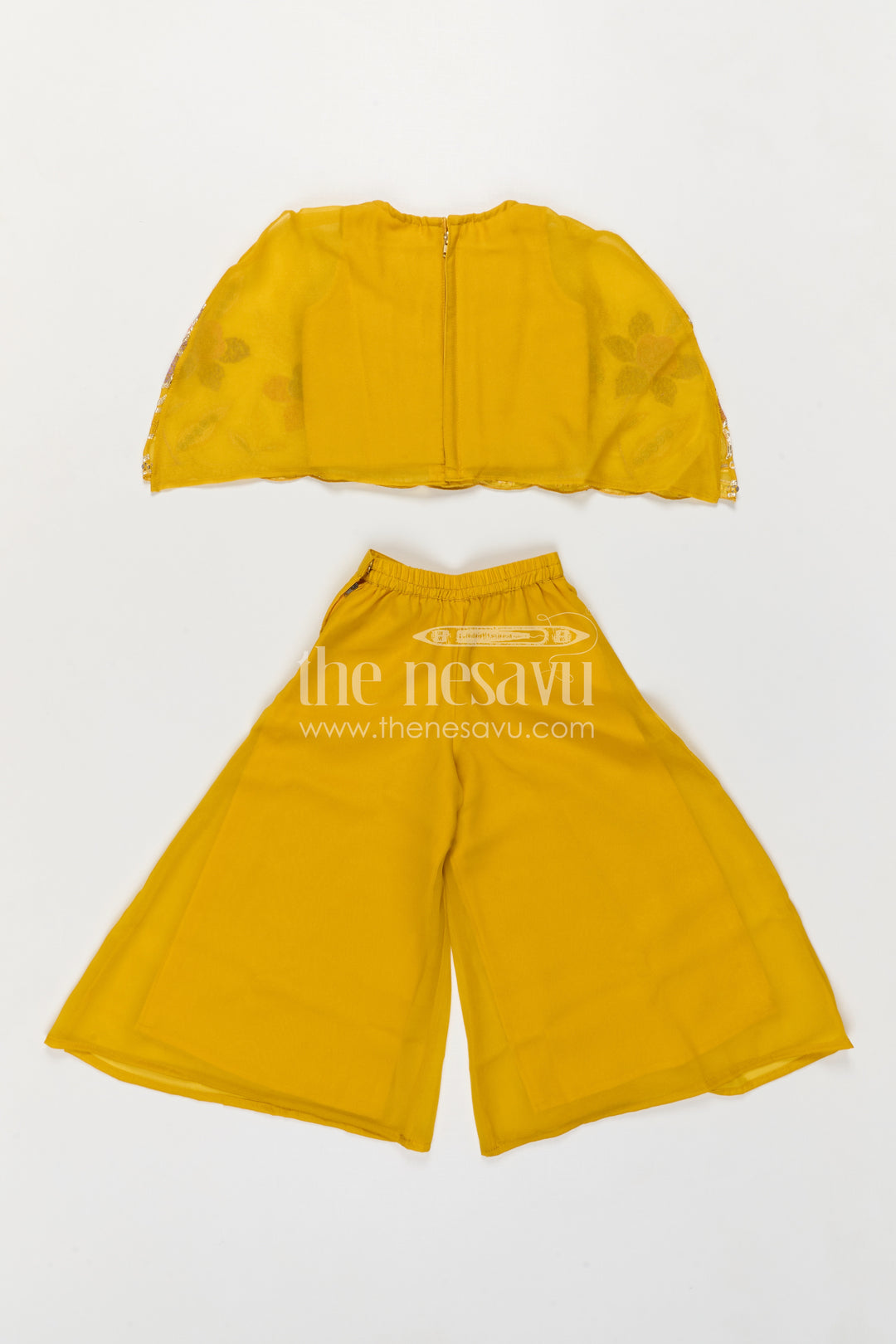 The Nesavu Girls Sharara / Plazo Set Girls Sharara Set for Festive Functions and Wedding Events Nesavu Nesavu Girls Sharara Set For Festive Functions With Georgette And Sequence Embroidery Design