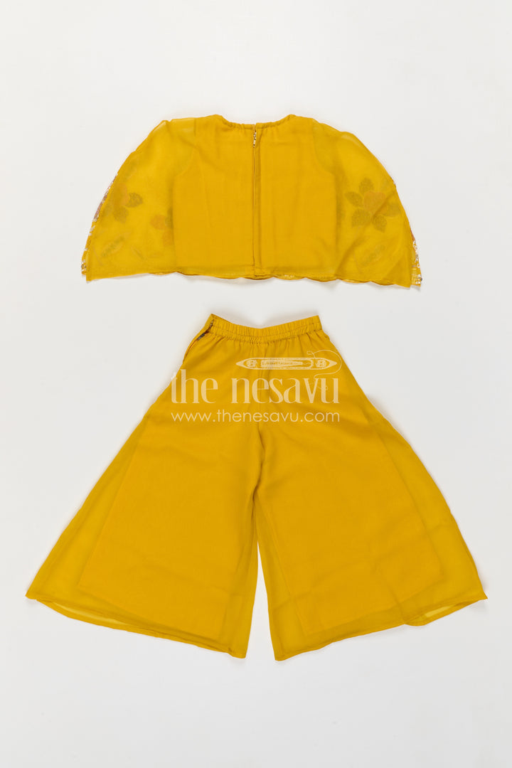 The Nesavu Girls Sharara / Plazo Set Girls Sharara Set for Festive Functions and Wedding Events Nesavu Nesavu Girls Sharara Set For Festive Functions With Georgette And Sequence Embroidery Design