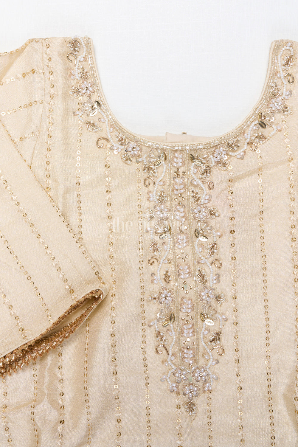 The Nesavu Girls Sharara / Plazo Set Girls Sharara Set for Festive Occasions and Cultural Events Nesavu Nesavu sharara set girls embroidered yoke festive cultural celebrations