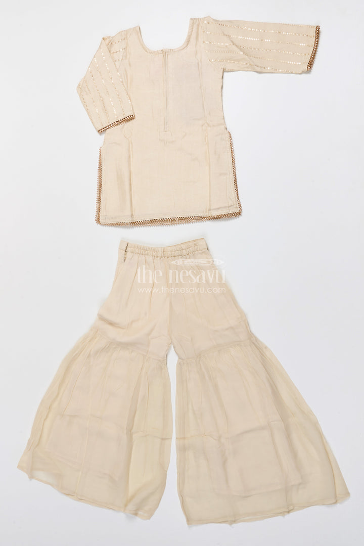 The Nesavu Girls Sharara / Plazo Set Girls Sharara Set for Festive Occasions and Cultural Events Nesavu Nesavu sharara set girls embroidered yoke festive cultural celebrations