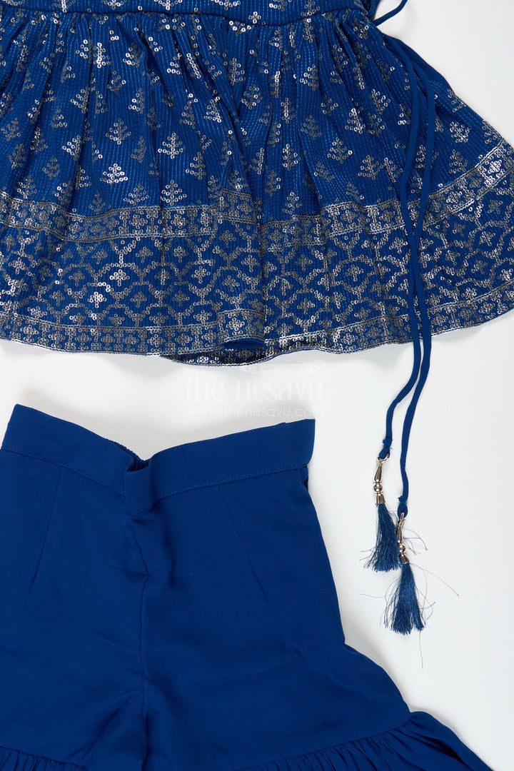 The Nesavu Girls Sharara / Plazo Set Girls sharara set for festive occasions and dance events Nesavu Nesavu girls georgette sharara set sequin embroidery festive dance occasions