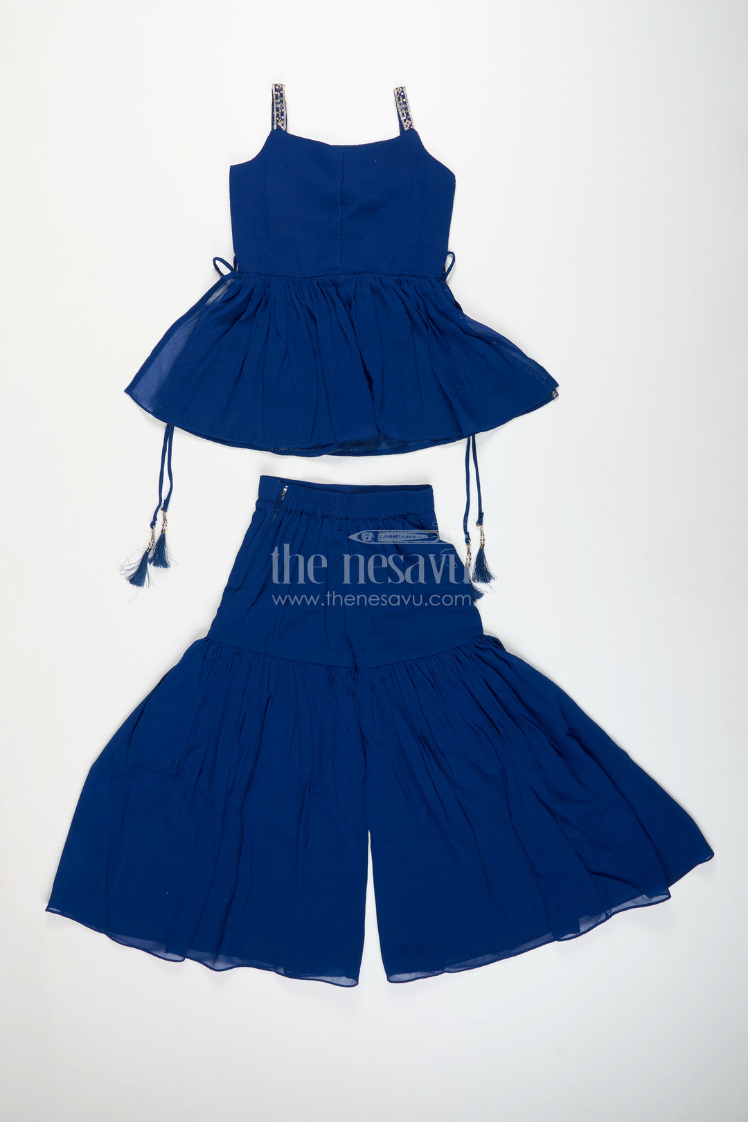 The Nesavu Girls Sharara / Plazo Set Girls sharara set for festive occasions and dance events Nesavu Nesavu girls georgette sharara set sequin embroidery festive dance occasions