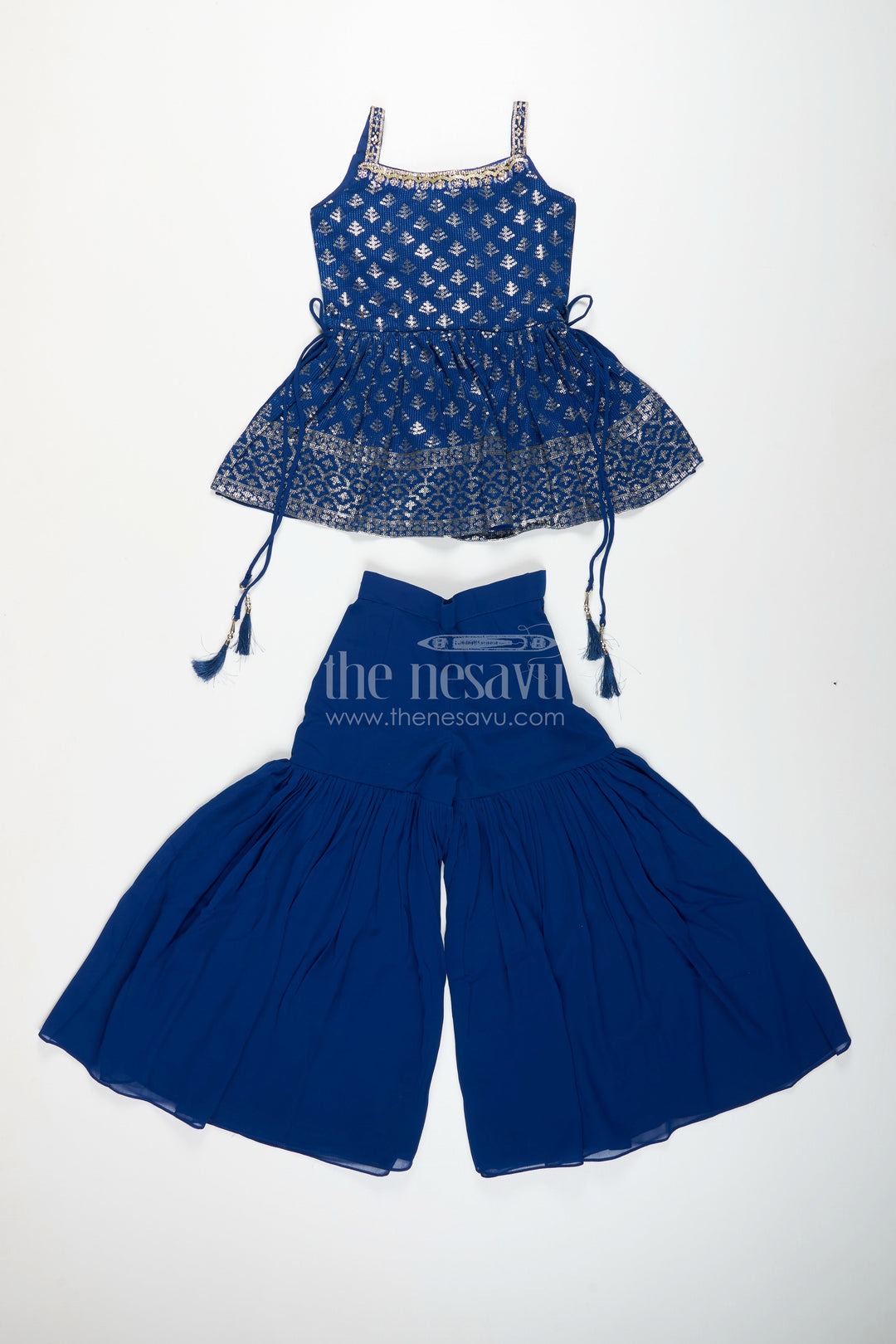 The Nesavu Girls Sharara / Plazo Set Girls sharara set for festive occasions and dance events Nesavu Nesavu girls georgette sharara set sequin embroidery festive dance occasions