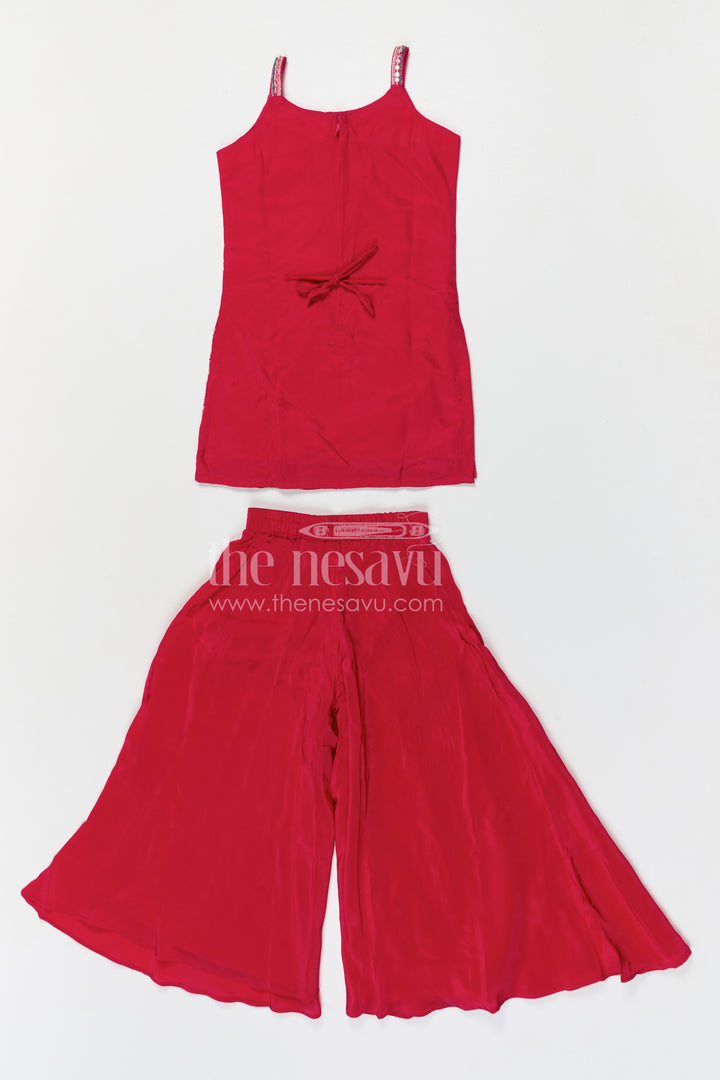 The Nesavu Girls Sharara / Plazo Set Girls Sharara Set for Festive Occasions and Party Wear Nesavu Nesavu girls sharara set for festive occasions with georgette fabric and embroidered yoke elegant party wear