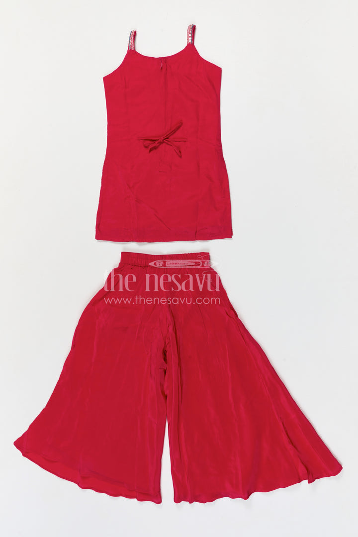 The Nesavu Girls Sharara / Plazo Set Girls Sharara Set for Festive Occasions and Party Wear Nesavu Nesavu girls sharara set for festive occasions with georgette fabric and embroidered yoke elegant party wear