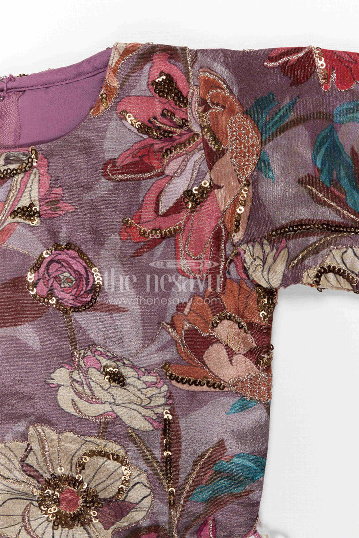 The Nesavu Girls Sharara / Plazo Set Girls Sharara Set for Festive Occasions and Wedding Functions Nesavu Nesavu girls sharara set for festive occasions with viscose silk top and tissue sharara elegant ethnic wear