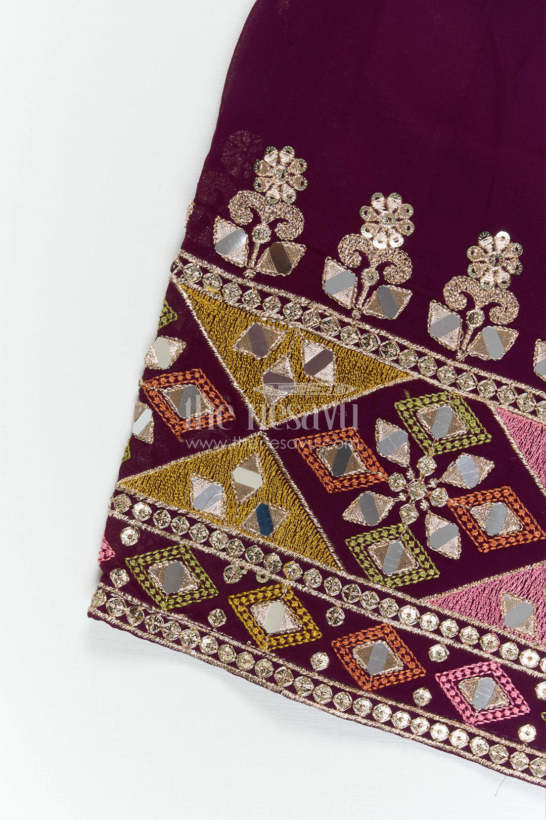 The Nesavu Girls Sharara / Plazo Set Girls Sharara Set for Festive Occasions and Weddings Nesavu Nesavu Girls Sharara Set Georgette With Designer Embroidery Yoke For Weddings And Festive Wear