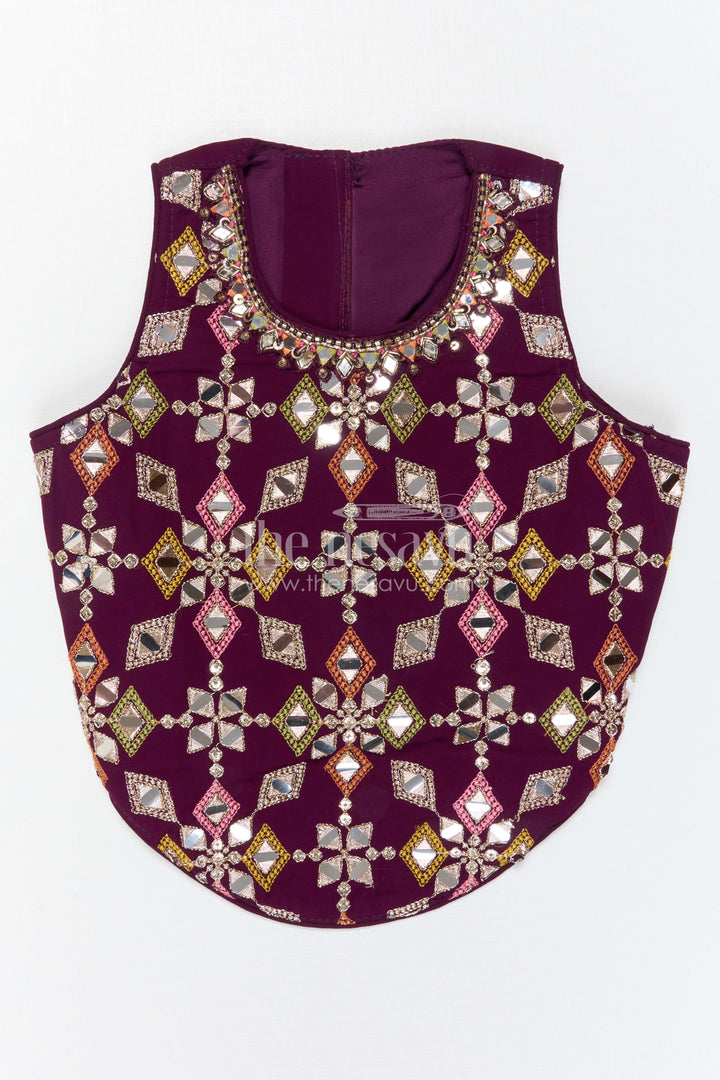 The Nesavu Girls Sharara / Plazo Set Girls Sharara Set for Festive Occasions and Weddings Nesavu Nesavu Girls Sharara Set Georgette With Designer Embroidery Yoke For Weddings And Festive Wear
