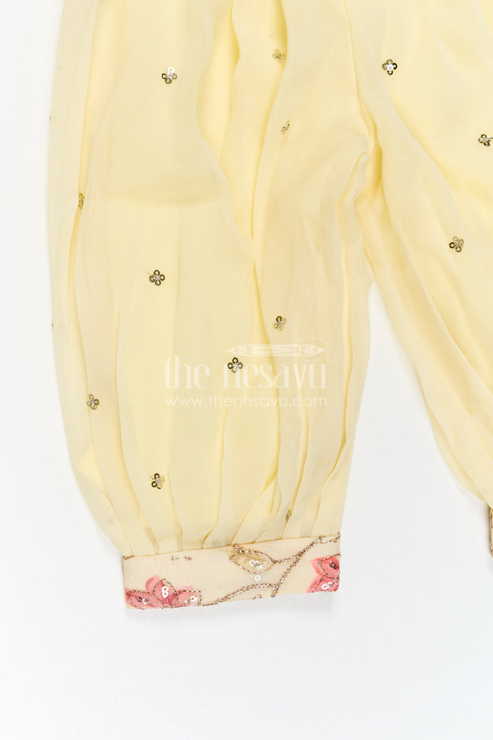 The Nesavu Girls Sharara / Plazo Set Girls Sharara Set for Festive Outings and Daytime Functions Nesavu Nesavu Girls Sharara Set For Festive Outings With Georgette And Sequin Embroidery Yoke Design