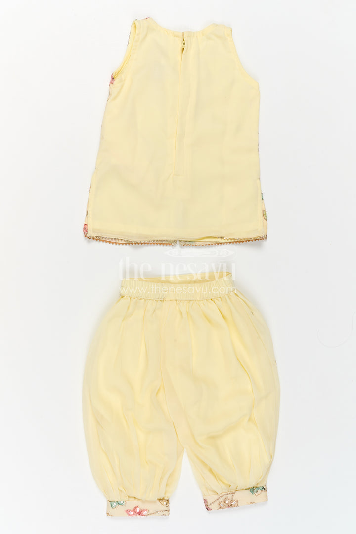 The Nesavu Girls Sharara / Plazo Set Girls Sharara Set for Festive Outings and Daytime Functions Nesavu Nesavu Girls Sharara Set For Festive Outings With Georgette And Sequin Embroidery Yoke Design