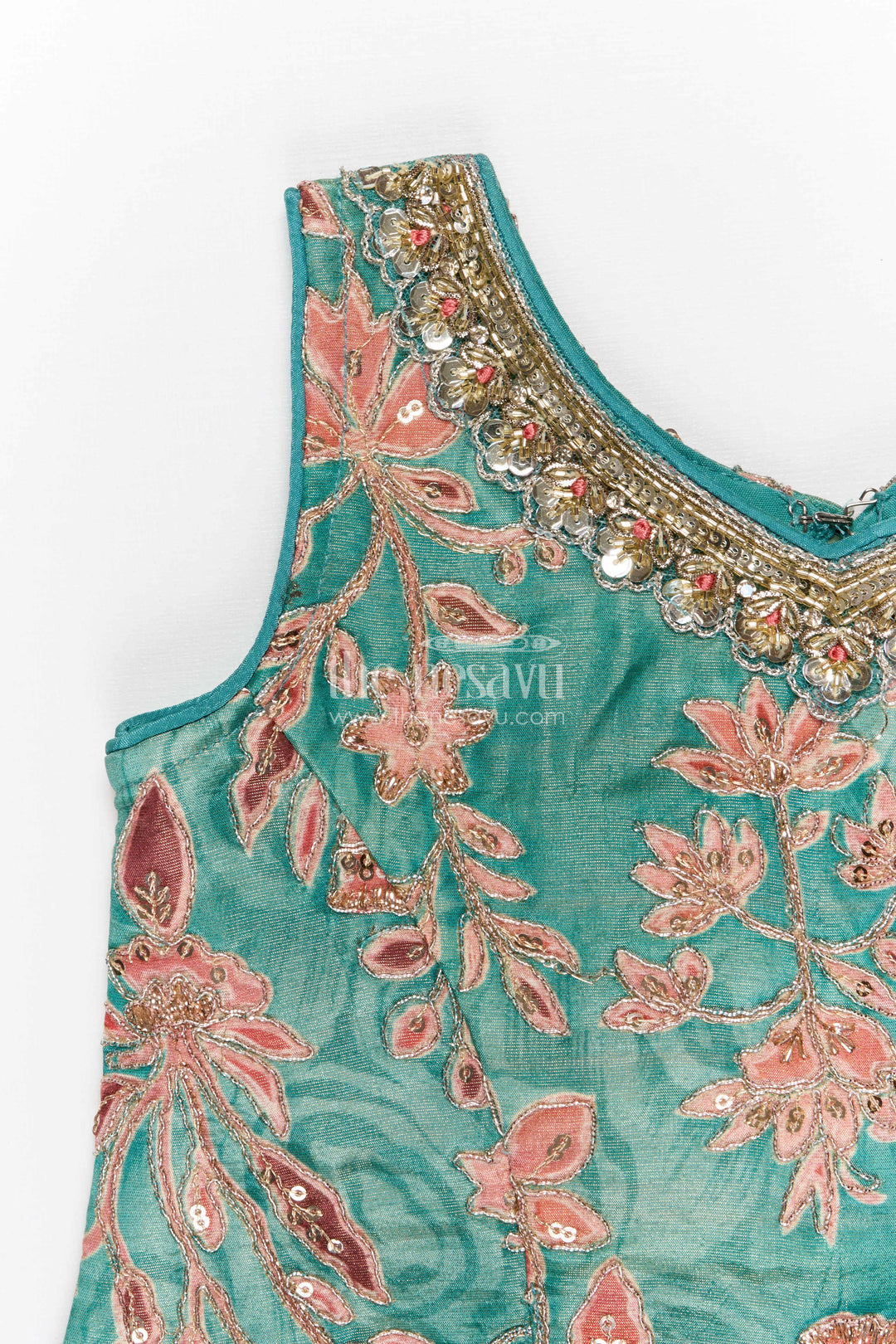 The Nesavu Girls Sharara / Plazo Set Girls Sharara Set for Festive Weddings and Ethnic Celebrations Nesavu Nesavu girls tissue organza sharara set for weddings with designer embroidery