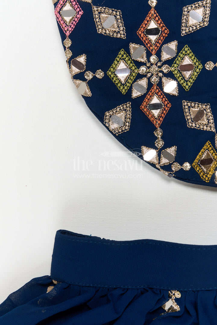 The Nesavu Girls Sharara / Plazo Set Girls Sharara Set for Festive Weddings and Special Occasions Nesavu Nesavu Girls Georgette Sharara Set For Festive Weddings And Special Occasions With Designer Embroidery