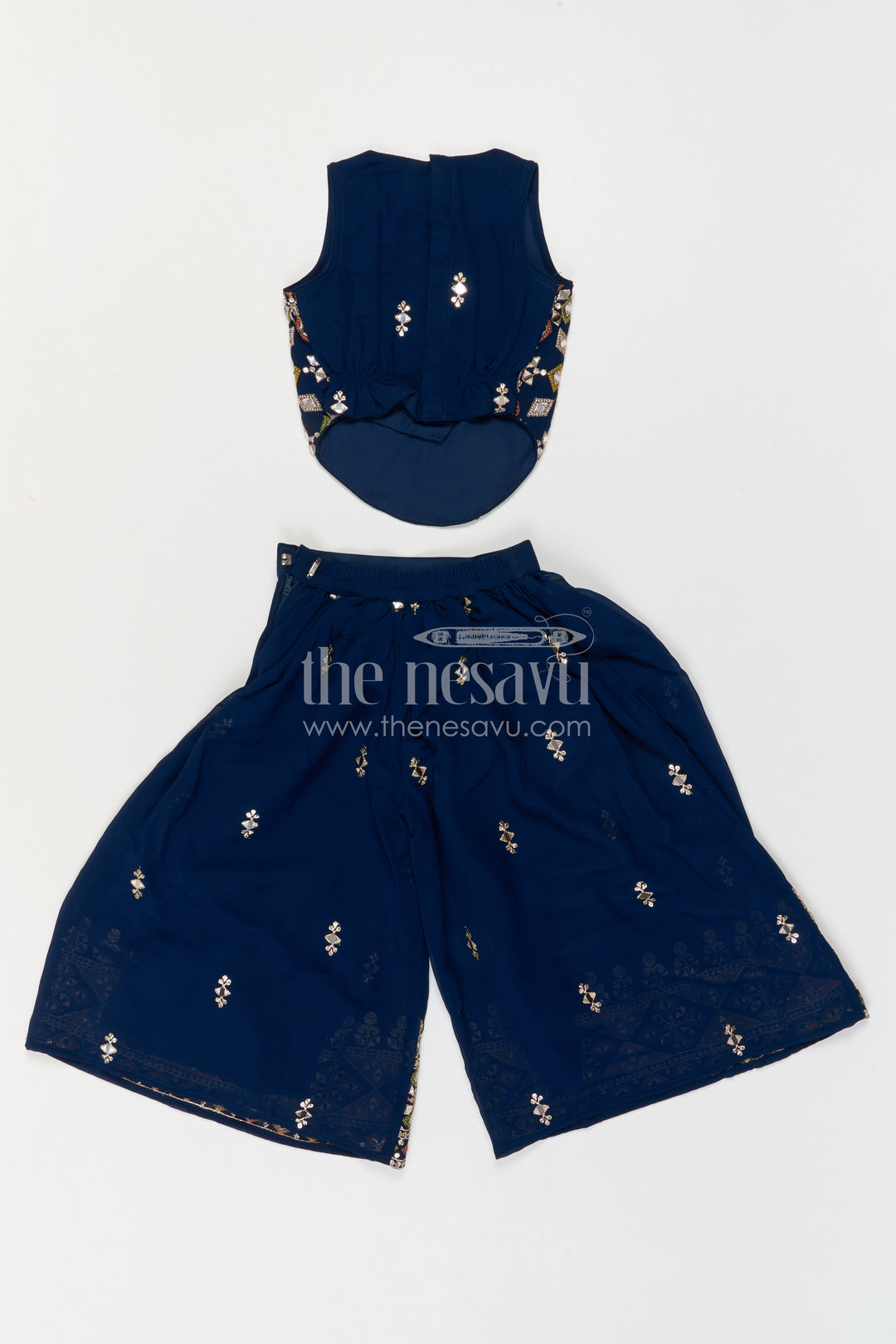 The Nesavu Girls Sharara / Plazo Set Girls Sharara Set for Festive Weddings and Special Occasions Nesavu Nesavu Girls Georgette Sharara Set For Festive Weddings And Special Occasions With Designer Embroidery