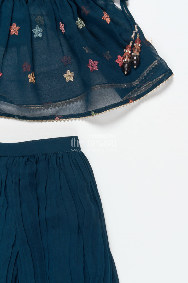 The Nesavu Girls Sharara / Plazo Set Girls Sharara Set for Sangeet, Mehendi and Cultural Events Nesavu Nesavu girls sharara set embroidered yoke mehendi sangeet festive performances