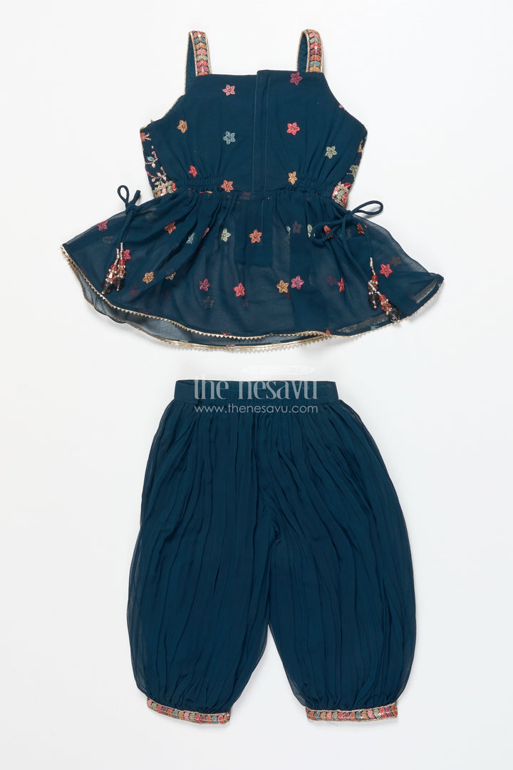 The Nesavu Girls Sharara / Plazo Set Girls Sharara Set for Sangeet, Mehendi and Cultural Events Nesavu Nesavu girls sharara set embroidered yoke mehendi sangeet festive performances