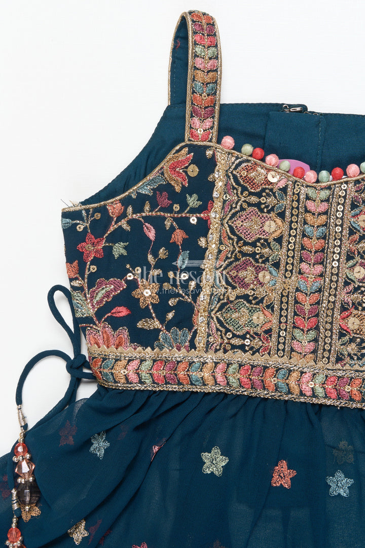 The Nesavu Girls Sharara / Plazo Set Girls Sharara Set for Sangeet, Mehendi and Cultural Events Nesavu Nesavu girls sharara set embroidered yoke mehendi sangeet festive performances