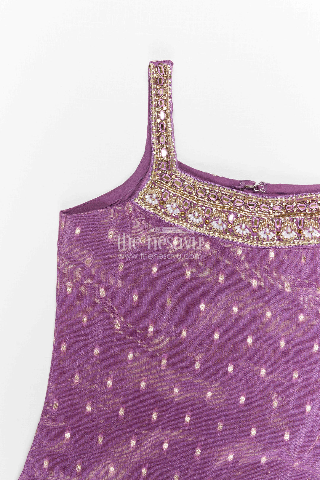 The Nesavu Girls Sharara / Plazo Set Girls Sharara Set for Traditional Functions and Festive Gatherings Nesavu Nesavu girls viscose silk sharara set for festive gatherings with designer embroidered yoke