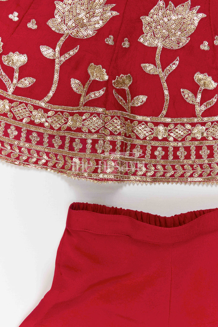 The Nesavu Girls Sharara / Plazo Set Girls Sharara Set for Wedding and Event Nesavu Nesavu Girls Sharara Set For Wedding And Festive Occasions With Embroidered Georgette Ethnic Outfit