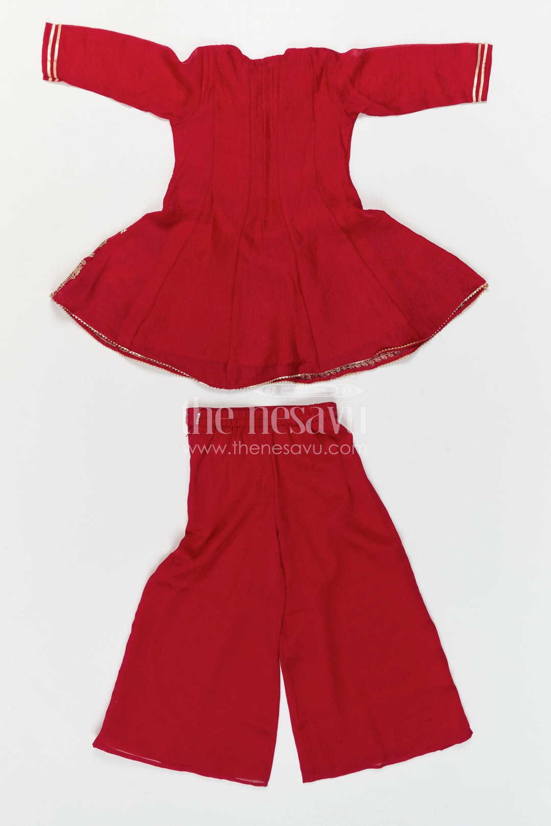 The Nesavu Girls Sharara / Plazo Set Girls Sharara Set for Wedding and Event Nesavu Nesavu Girls Sharara Set For Wedding And Festive Occasions With Embroidered Georgette Ethnic Outfit