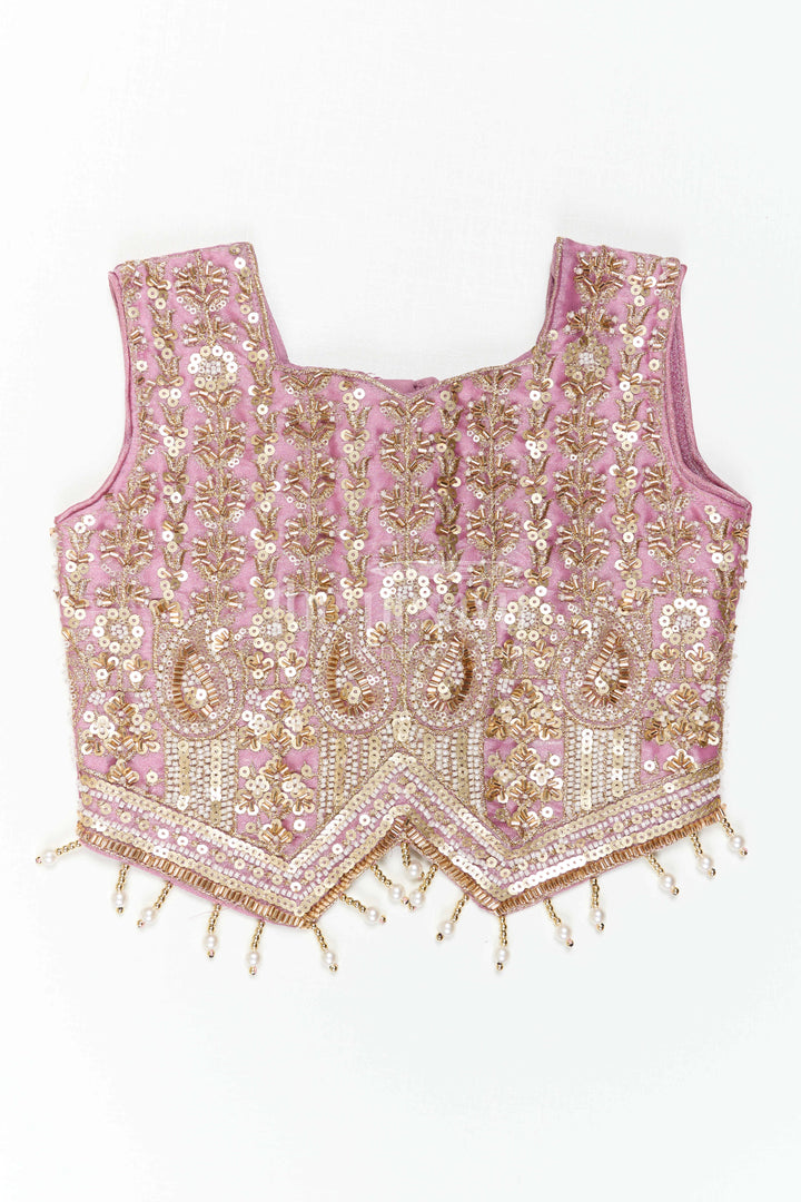The Nesavu Girls Sharara / Plazo Set Girls Sharara Set for Wedding Celebrations and Festive Occasions Nesavu Nesavu Girls Sharara Set For Weddings And Festive Celebrations With Embroidered Designer Yoke