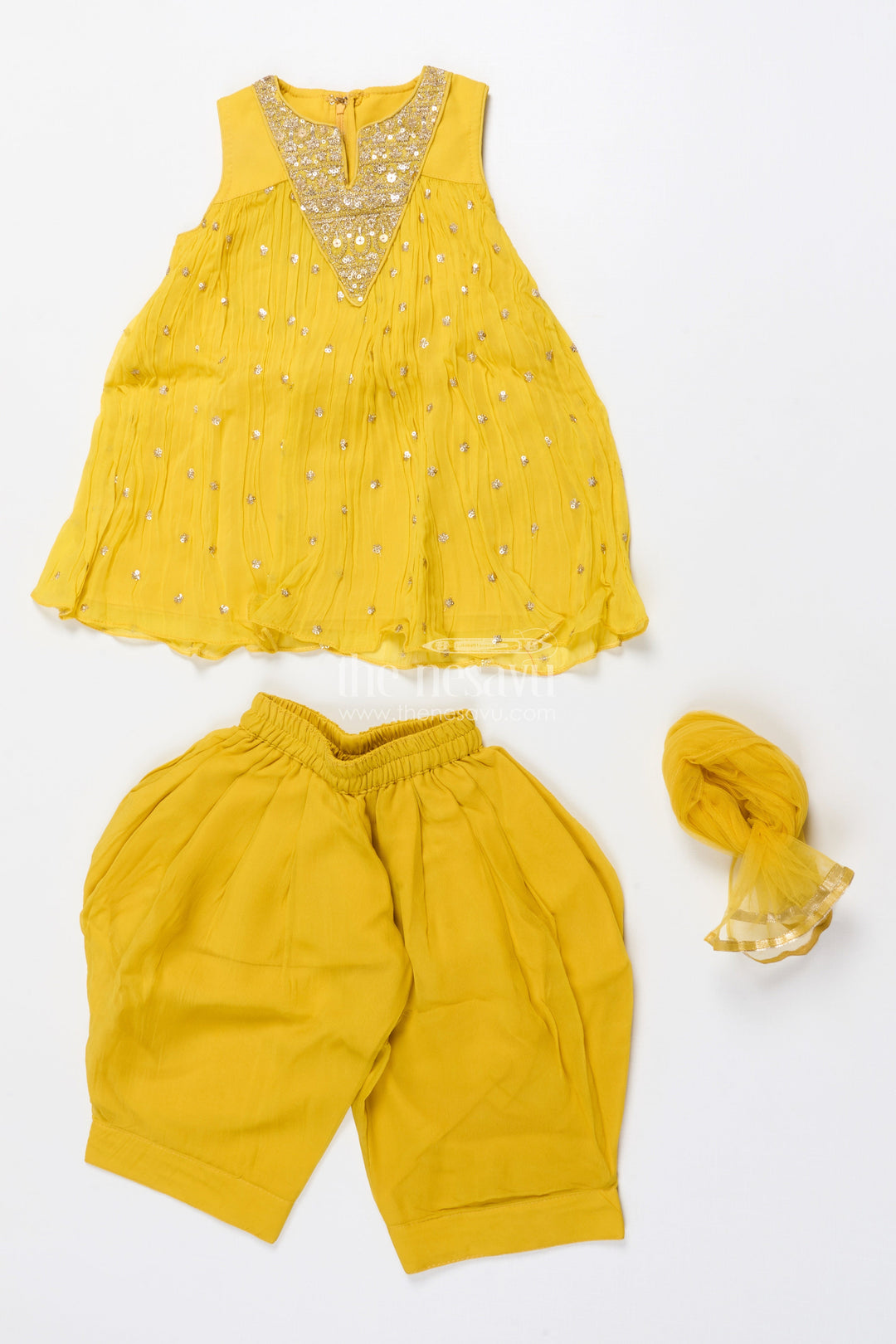 The Nesavu Girls Sharara / Plazo Set Girls Sharara Set for Wedding Functions and Ethnic Celebrations Nesavu Nesavu girls sharara outfit wedding functions ethnic celebrations sequin work