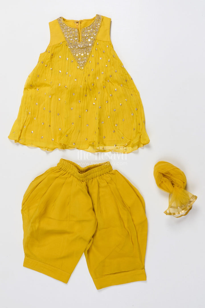 The Nesavu Girls Sharara / Plazo Set Girls Sharara Set for Wedding Functions and Ethnic Celebrations Nesavu Nesavu girls sharara outfit wedding functions ethnic celebrations sequin work