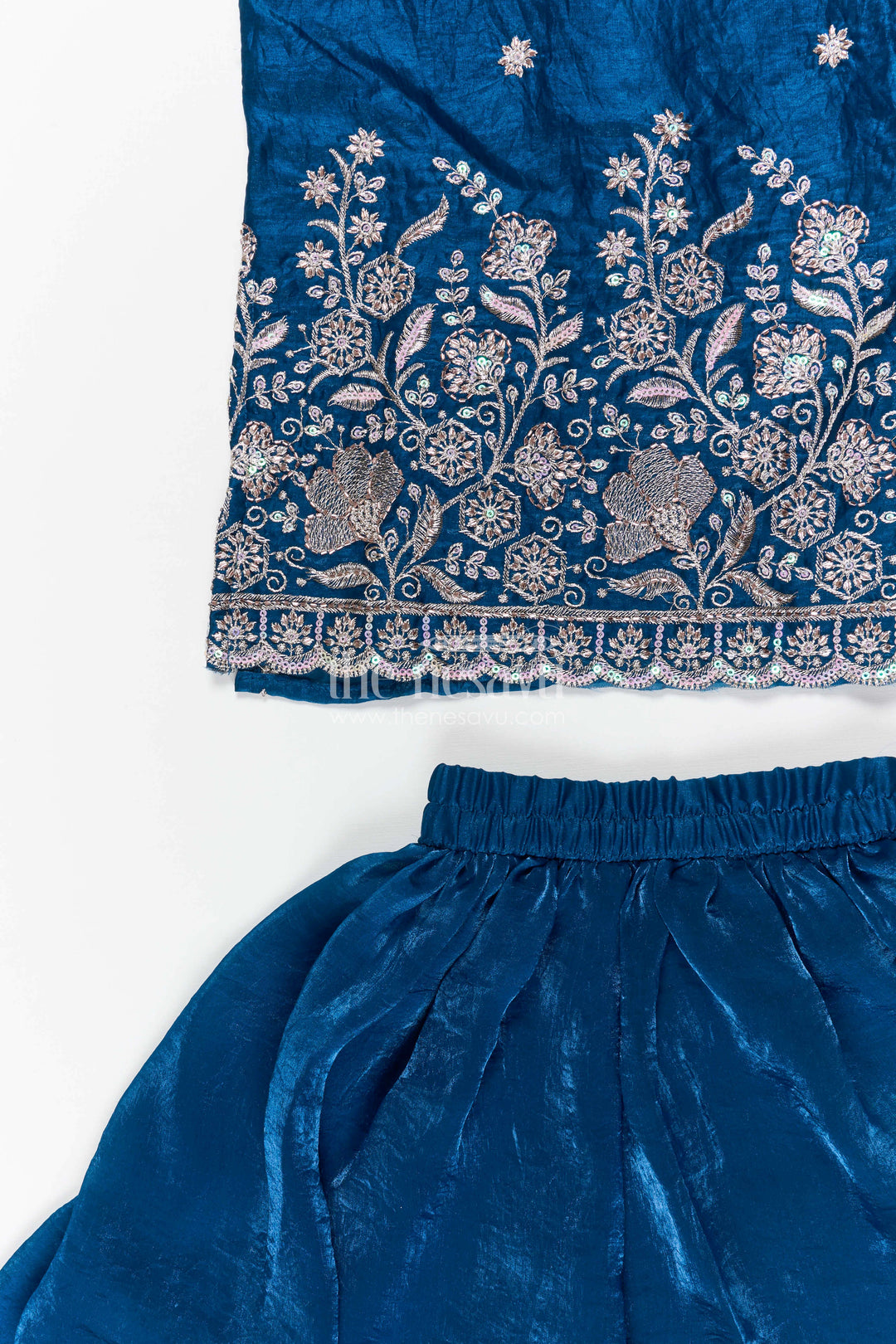 The Nesavu Girls Sharara / Plazo Set Girls Sharara Set for Wedding Functions and Festive Gatherings Nesavu Nesavu girls organza sharara set with embroidered yoke for weddings